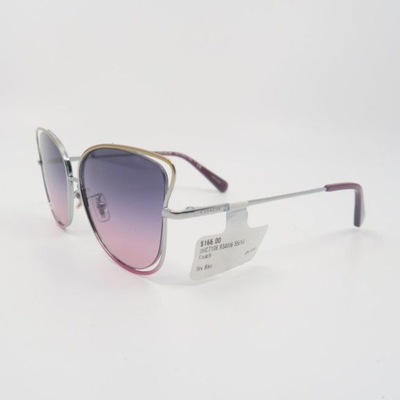 COACH HC7106 9340/I6 New Bronze-Silver/Purple Gradient Butterfly Sunglasses - Picture 2 of 7